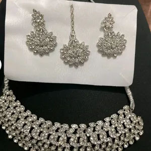 Rhodium Plated Jewellery Set White Austrian Diamon