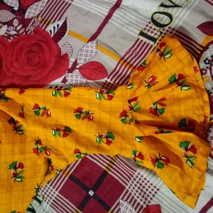 Homemade Full Set Yellow Flower Kurta With Palazzo