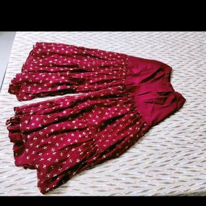 Maroon And Gold Kurti Sharara Set With Dupatta