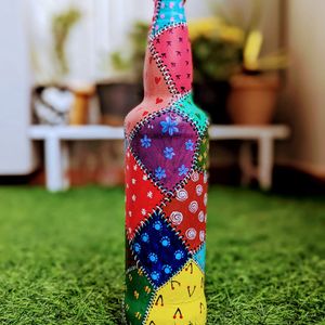 Beautiful Handpainted Multicoloured Glass Bottle