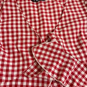 Shein Red Gingham Top