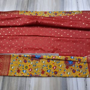 Mustard Yellow Dola Foil Saree (Nandhi Design)