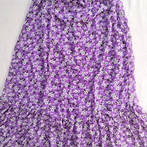 Lilac Floral Midi Skirt