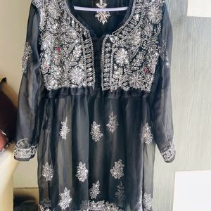 Chikankari Black Kurti