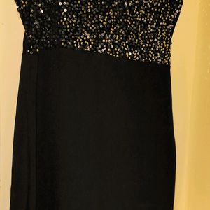 Mini Party Wear Bodycon Black Dress With Glitter.