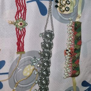 9 necklacces 4 earings 1set of churis