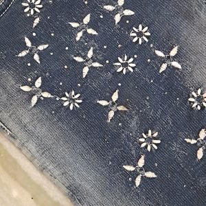 Blue Jeans With Beautiful Floral Design