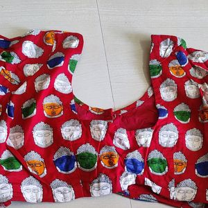 Stitched Kalankari Blouse With 3/4th Hands