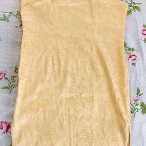 Silky Gold Cheongsam Dress