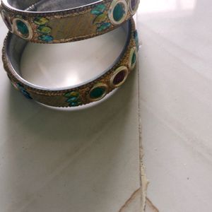 Beautiful Green And Golden Bangles