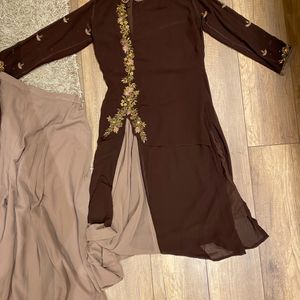 PARTY WEAR WOMENS SET DARK BROWN