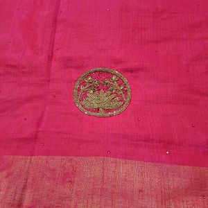 Rose Pink Chanderi Silk Saree