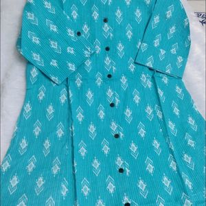 🌊Sea Green Beautiful Aline Kurti With Pockets I