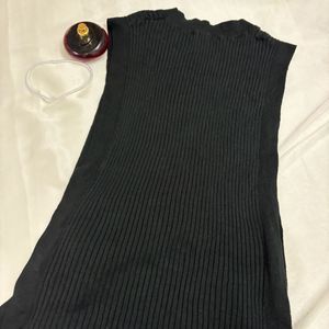 Knitted Black Ripped Over Coat