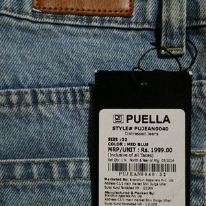 PUELLA Women Flared High Rise Mid Blue Jeans