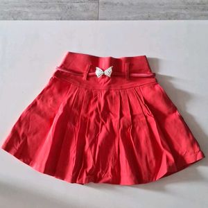 Red Stretchable Skirt With Belt