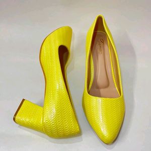 Lemon Colour Broad Heels