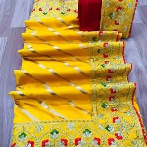 Art Silk Lace Border Saree With Blouse Piece