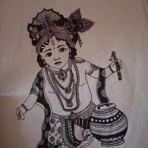 Handmade Mandala Art Of Shri Krishna