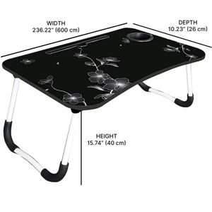 Foldable Bed Table With Cup And Tablet Holder