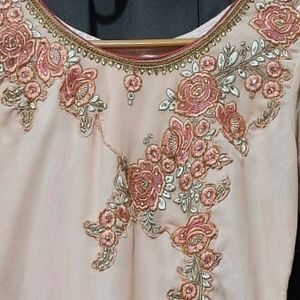 Peach Embroidery Kurta