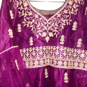 Wine Purple Sharara Lehenga Choli With Dupatta