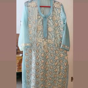 Embroidery Chickankari Patch Work Kurta & Dupatta