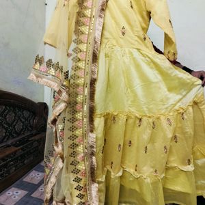 Yellow Self Made Ethnic Gown