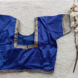 Women's Royal Blue Silk Saree With Blouse