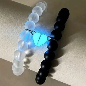 Glow In The Dark Heart Couple Bracelets