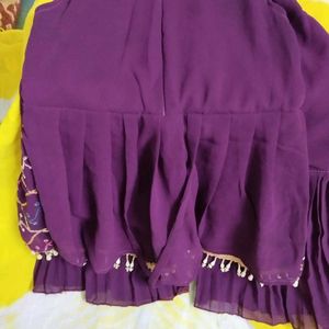 Cute Purple Sharara Suit Set, Ready To Wear