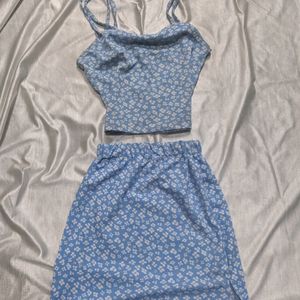 Blue Flower Summer  Co Ord Set