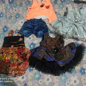 combo of 8 party wear frocks+ jumpsuit+tee short