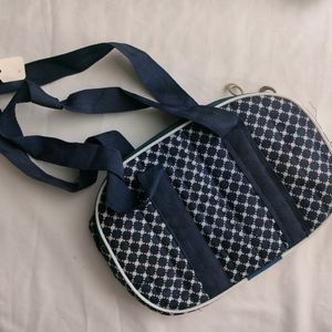 Navy Blue With White Print Mini Travel Bags