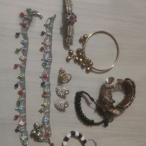 Hairclip, Anklets, 4 Bracelets , Earnigs, Ring.