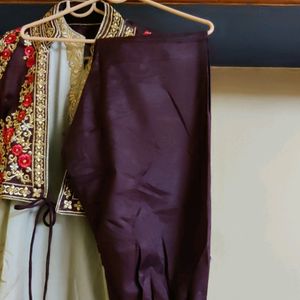 heavy embroidery kurta, pant with detached coat - fully stitched