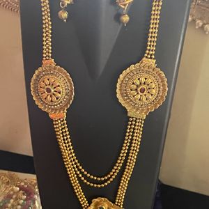 Moti, Diamond Necklace Set With Earrings Mangtika