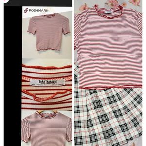 Pinteresty Zara Red White Striped Crop Top