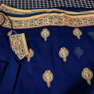 Brand New Navy Blue Saree