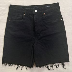 High-Waist Black Denim Shorts