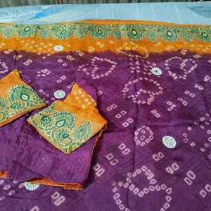 Bandhani Sari With Blouse