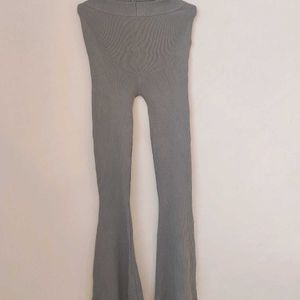 Branded Ribbed Flared Trouser.