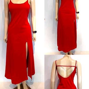 Red Winter Slit Cut Kawai Christmas Dress