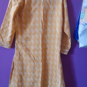 Women Yellow Embroidery Kurti