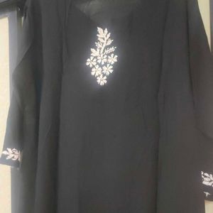 Black N White Chickenkari Kurti