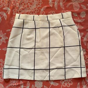 White Plaid Pencil Skirt