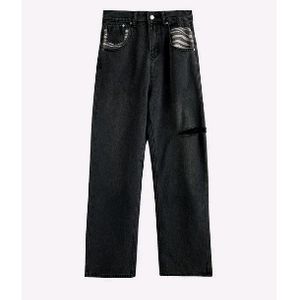 Patchwork Straight Leg Jeans