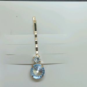 New Korean Classy Sky Blue Stones Hair Clip