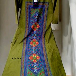 Olive Printed Beautiful Kurta From My-ntra L Size