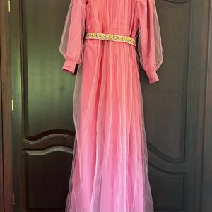 Baby Pink Net Full Gown